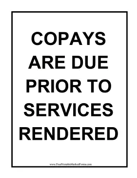 Copay Prior to Service Sign Medical Form