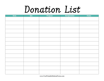 Donation List Medical Form