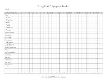 Long Covid Symptom Tracker Medical Form