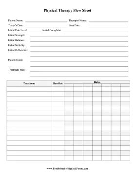 Physical Therapy Flow Sheet Medical Form