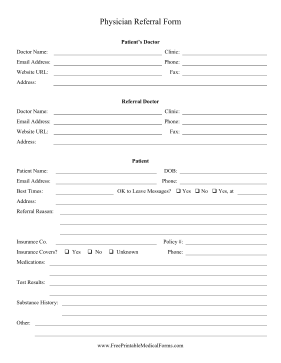 Physician Referral Form Medical Form