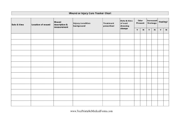 Wound Care Chart Medical Form