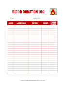 Blood Donation Log medical form