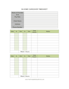 In-Home Caregiver Timesheet