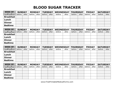 Blood Sugar Tracker Large Print Medical Form