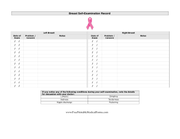 Breast Exam Record Medical Form