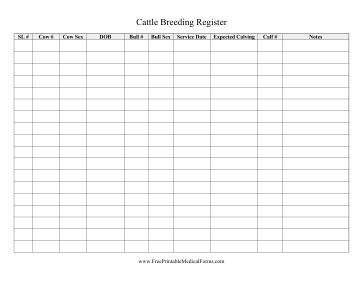 Breeding Register Medical Form