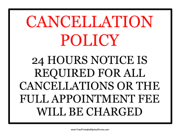 Cancellation Policy Medical Form