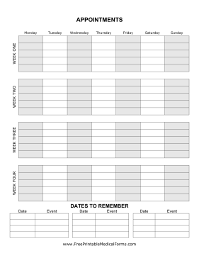 Cancer Planner Appointment Sheet Medical Form