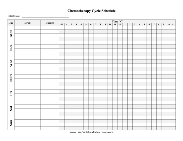 Chemotherapy Schedule Medical Form