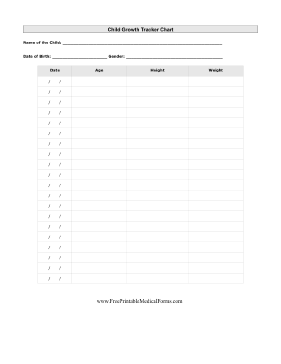 Child Growth Chart Medical Form