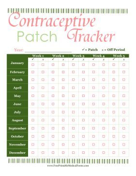 Contraceptive Patch Tracker Medical Form