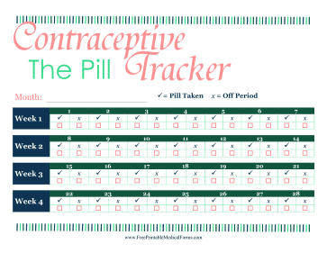 Contraceptive Pill Tracker Medical Form