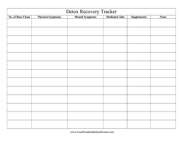 Detox Recovery Tracker Medical Form