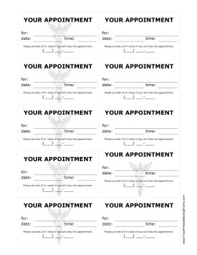 Doctor Appointment Treatment Reminder Cards Medical Form