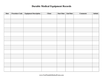 Durable Medical Equipment Records Medical Form