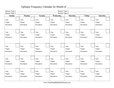 Epilepsy Calendar Medical Form