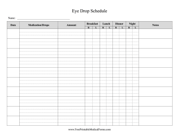 Eye Drop Schedule Medical Form