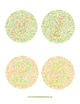 Green Color Blind Test Numbers Medical Form
