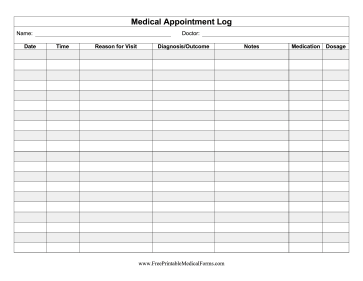 Health Appointment Record Medical Form