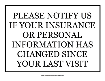Insurance Change Sign Medical Form