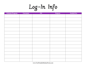 Log-In Info Medical Form