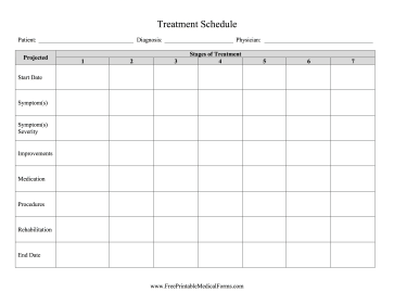 Multi-Stage Treatment Schedule Medical Form