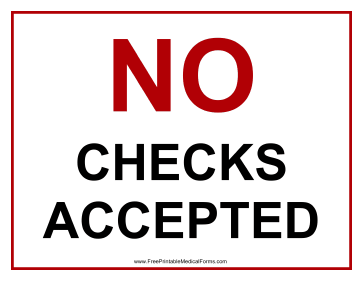 No Checks Accepted Sign Medical Form