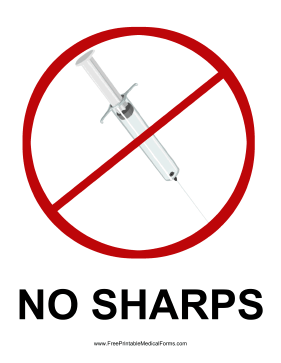 No Sharps Sign Medical Form