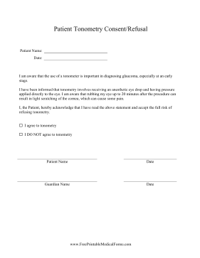 Optometry Tonometry Consent Form Medical Form