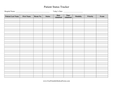 Patient Status Tracker Medical Form