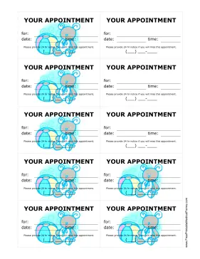 Pediatrician Appointment Treatment Reminder Cards Medical Form