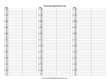 Three-Day Appointment Log Medical Form