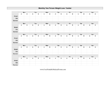 Two Person Weight Loss Tracker Medical Form
