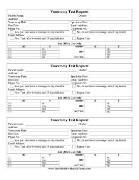 Vasectomy Test Request Medical Form