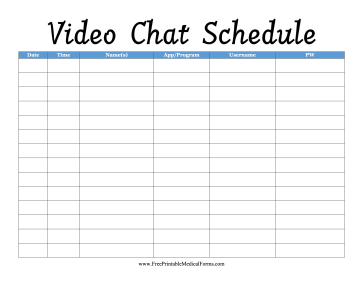 Video Chat Schedule Medical Form