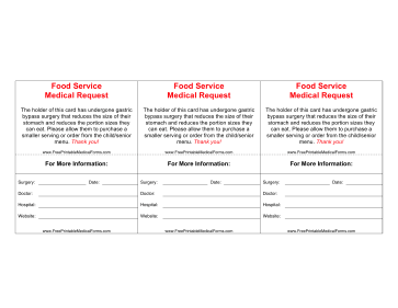 Weight Loss Surgery Wallet Card Medical Form