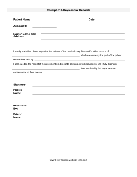 X-ray Release Form Medical Form