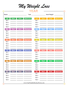 Annual Weight Loss Tracker Colorful