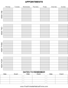 Cancer Planner Appointment Sheet