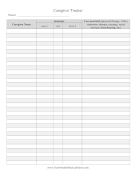 Caregiver Contacts List medical form