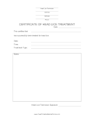 Certificate Of Head Lice Treatment medical form