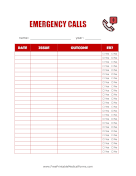 Emergency Phone Calls Log medical form