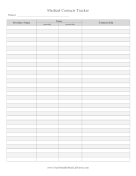 Medical Contacts List medical form