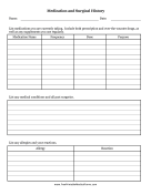 Medical Surgical History Form