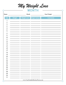 Monthly Weight Loss Tracker Colorful