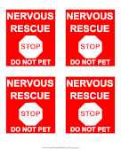 Nervous Rescue Tag Do Not Pet medical form