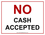 No Cash Accepted Sign