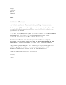 Pharmacist Refusal Complaint Letter medical form