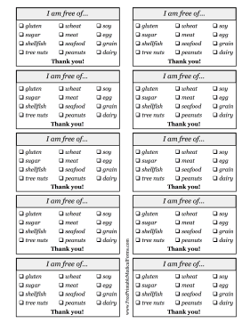 Allergy Card All Medical Form